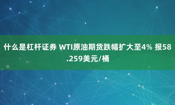 什么是杠杆证券 WTI原油期货跌幅扩大至4% 报58.259美元/桶