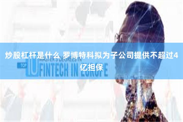 炒股杠杆是什么 罗博特科拟为子公司提供不超过4亿担保